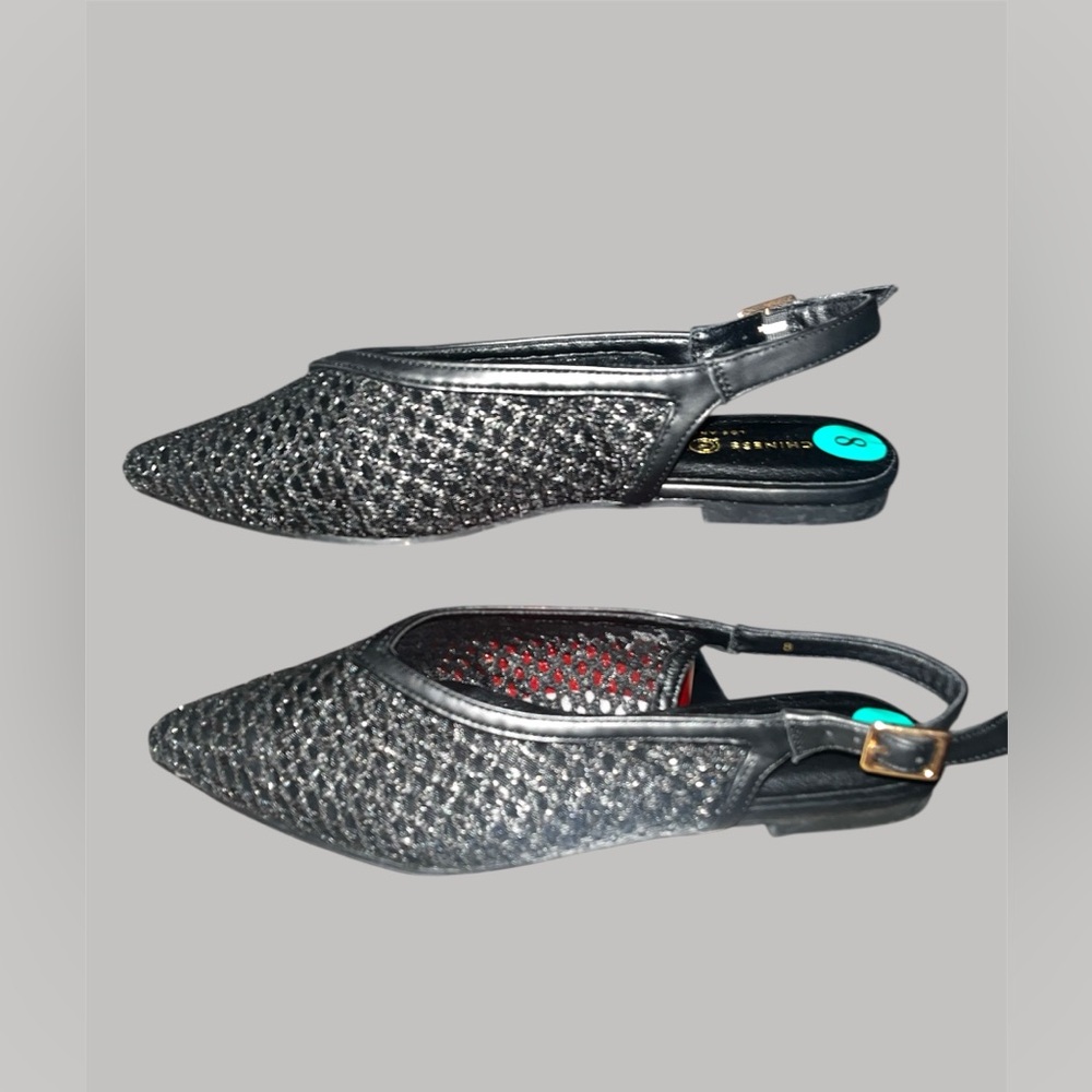 *new* Chinese Laundry Black Mesh Slingback Flats - Picture 8 of 10